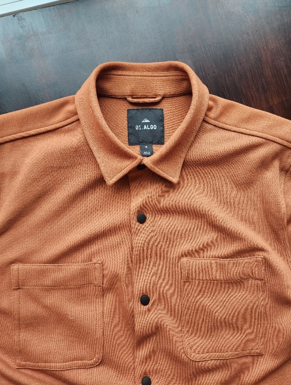 Men's Casual Button-Up Jacket in Rust Orange - Picture 2 of 10